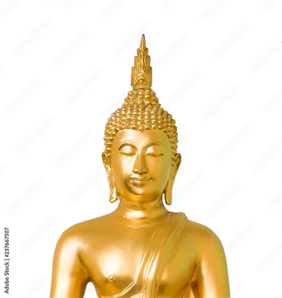buddha's and bronze buddha image on white background. clipping path.