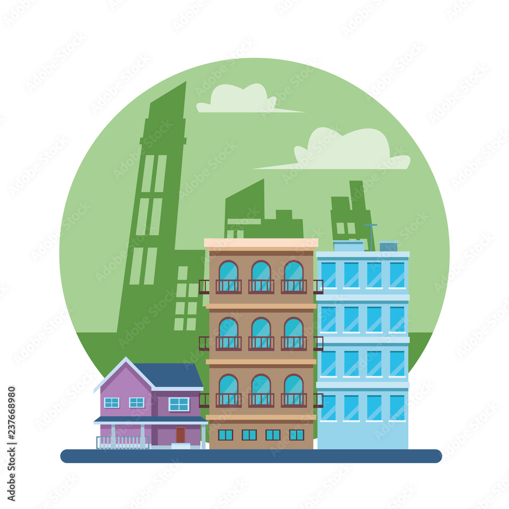 Obraz premium Set of city buildings