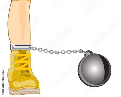 Heavy cargo riveted to leg of the person