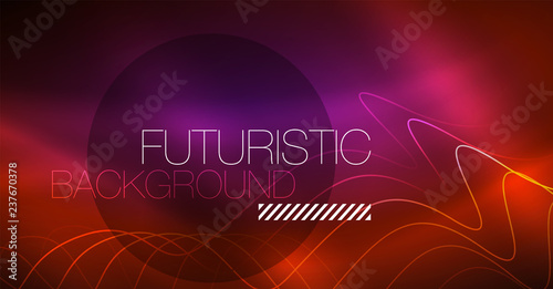 Neon lines wave background. Abstract composition