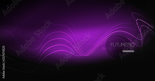 Neon lines wave background. Abstract composition