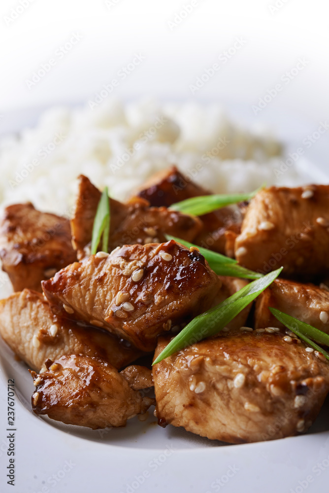 chicken and rice in asian style