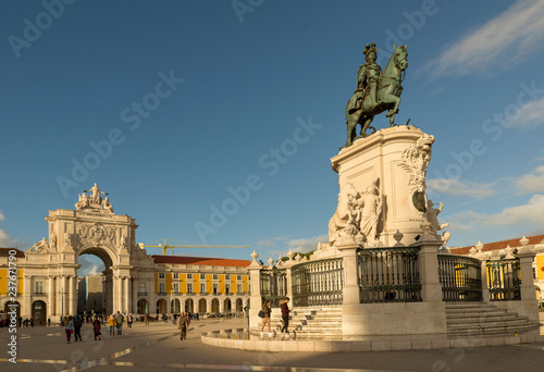LISBON, PORTUGAL - NOVEMBER 21, 2018: Statue of King Jose I on the Commerce square, PORTUGAL - NOVEMBER 21, 2018: Statue of King Jose I on the Commerce square (Praca do Comercio)