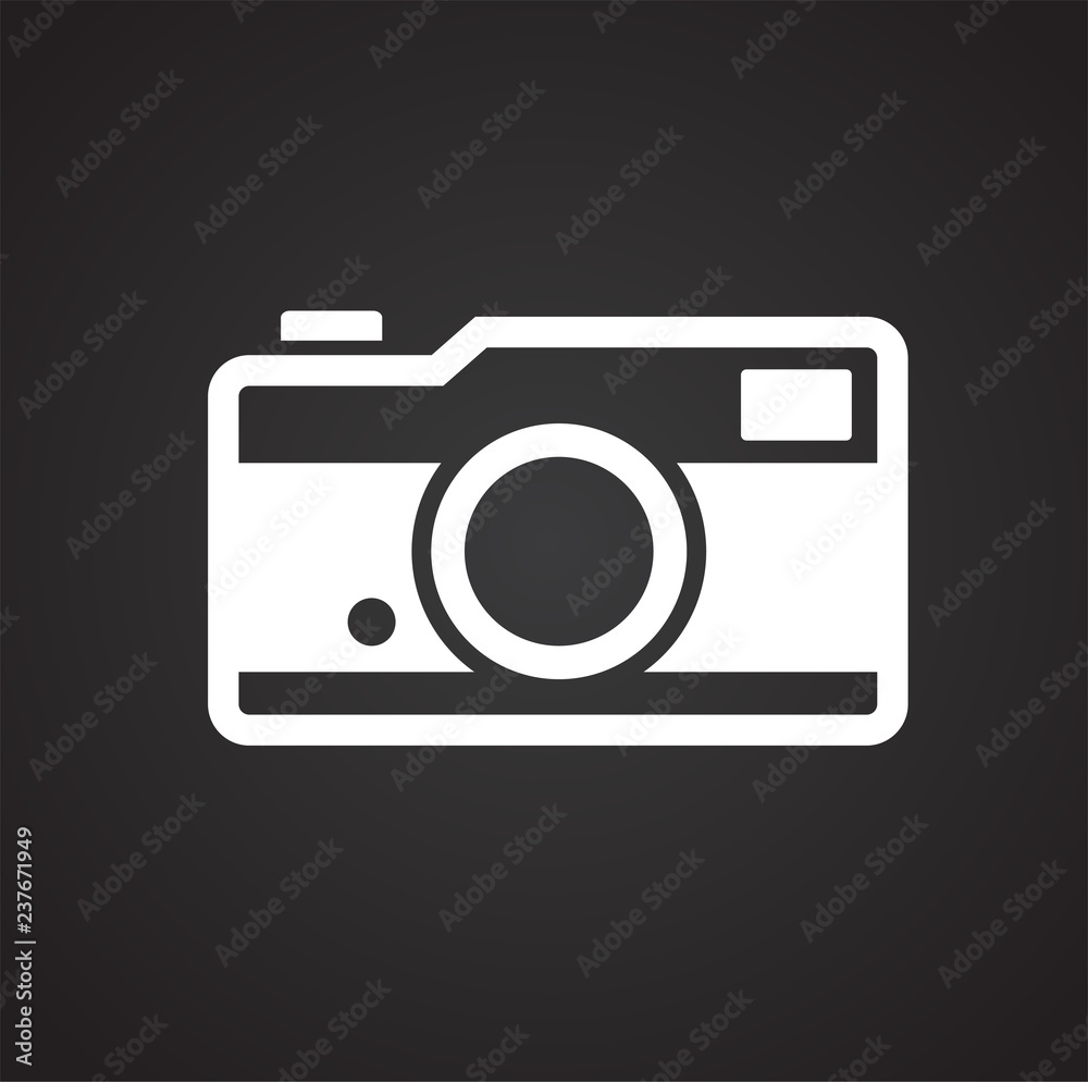 Digital camera icon on black background for graphic and web design, Modern simple vector sign. Internet concept. Trendy symbol for website design web button or mobile app