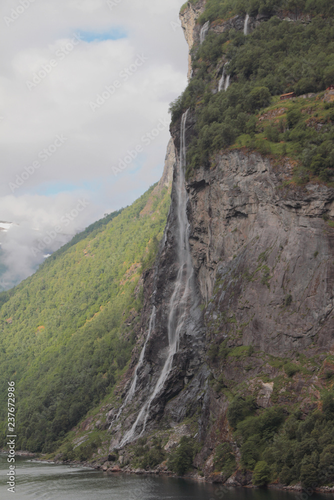 Falls on abrupt hillside. Hellesylt, Geiranger, Norway