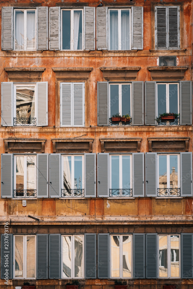 Building with many windows, in Rome, Italy