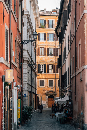 Vicolo del Curato, a narrow street in Rome, Italy