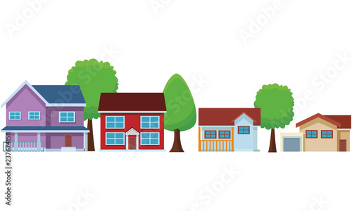 Set of city buildings