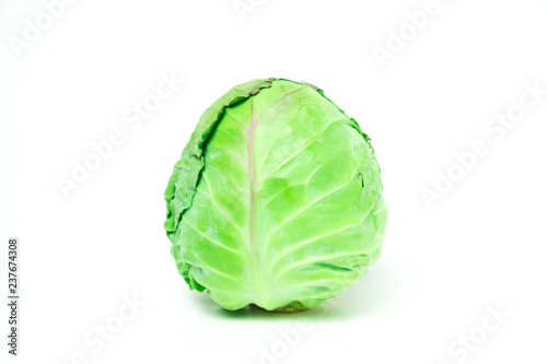 cabbage (Brassica oleracea var. capitata) is vegetable fresh isolated contains high vitamin C and many nutrients on white background and clipping path