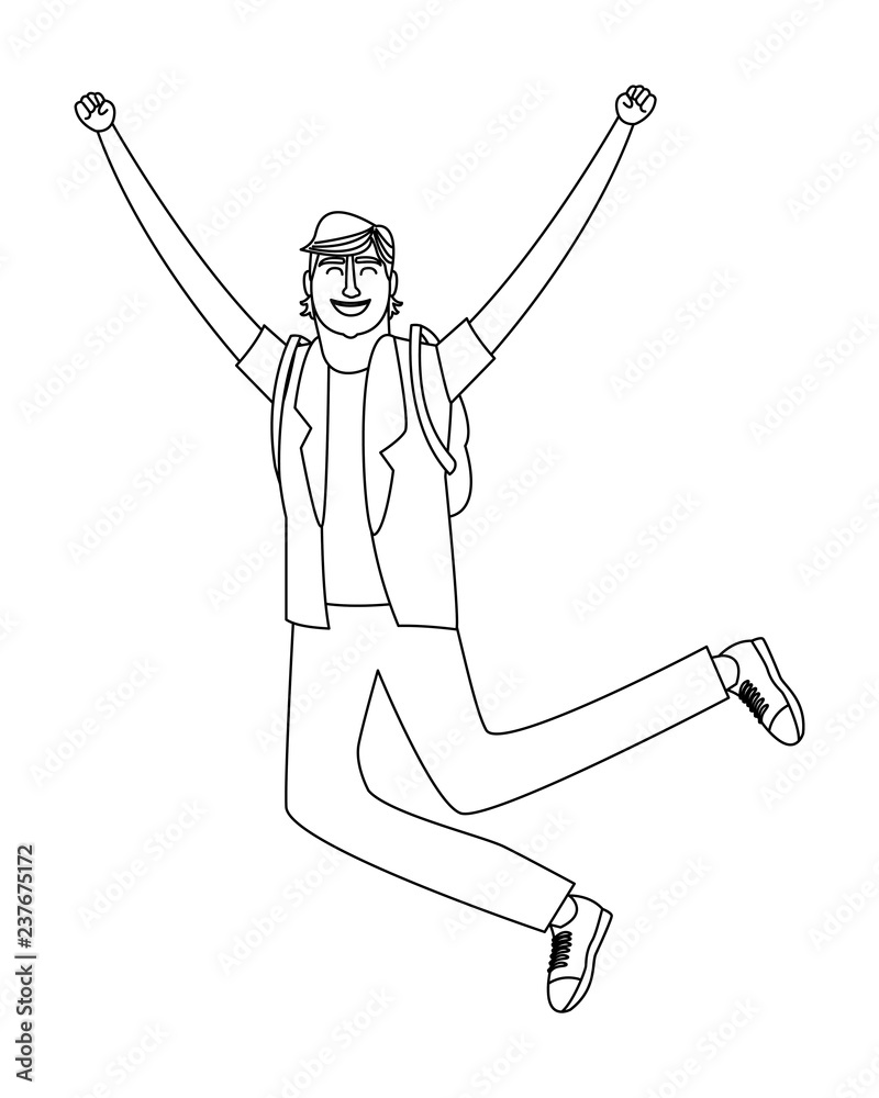 Fototapeta premium Happy young man black and white