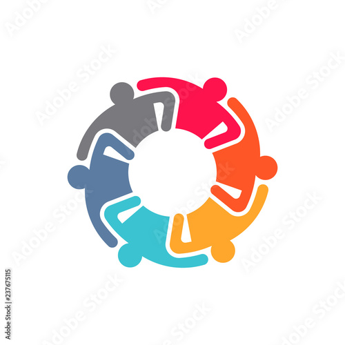 Six business partners people conference in circle.