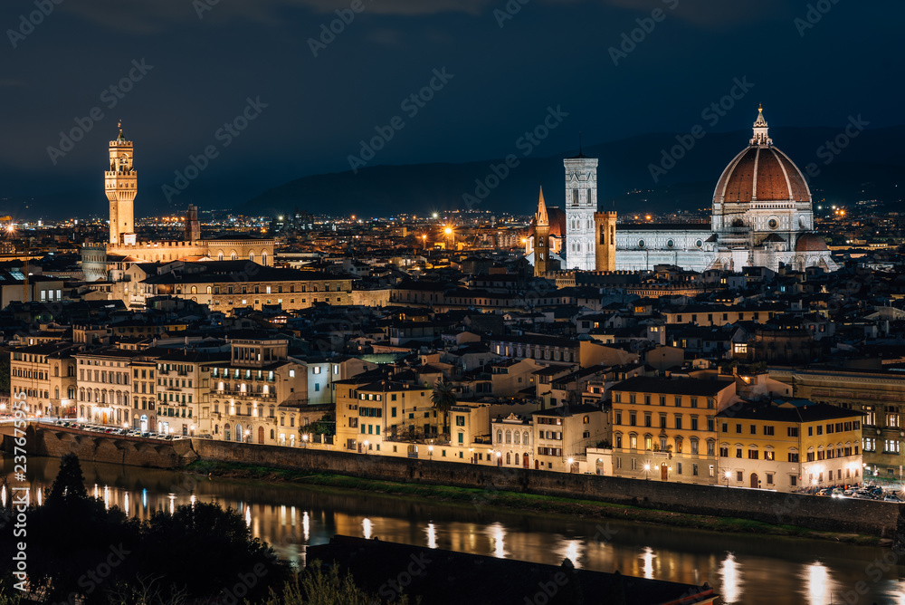 Night view from Piazzale Michelangelo, in Florence, Italy