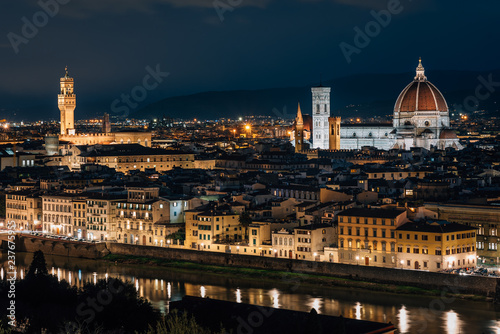 Night view from Piazzale Michelangelo, in Florence, Italy © jonbilous