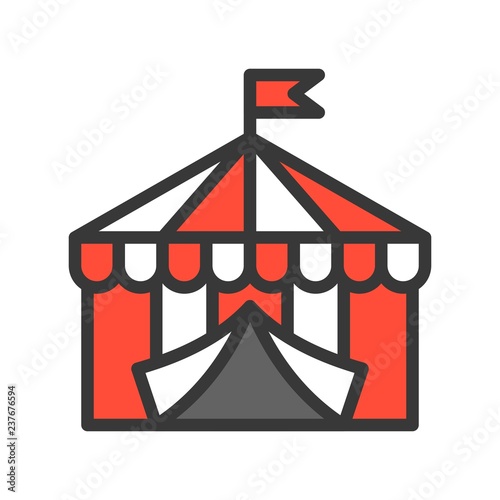 Circus tent vector icon, filled outline style editable stroke