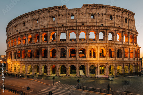 The Colosseum at sunset in Rome  Italy.