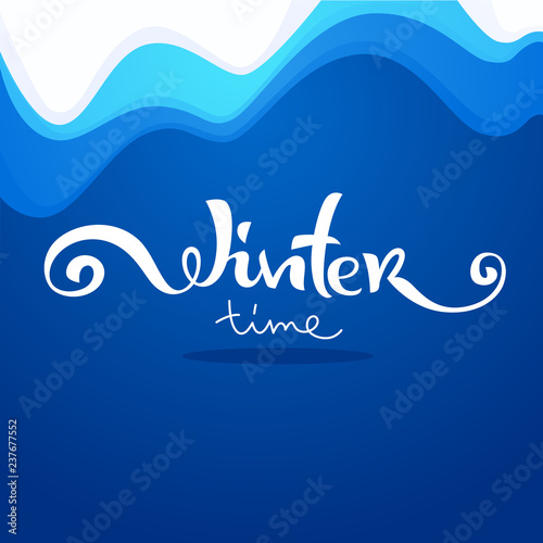 Winter time  vector abstract bckground with lettering composition