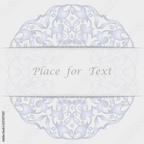 Round tracery napkin. Lace round frame. Vector illustration