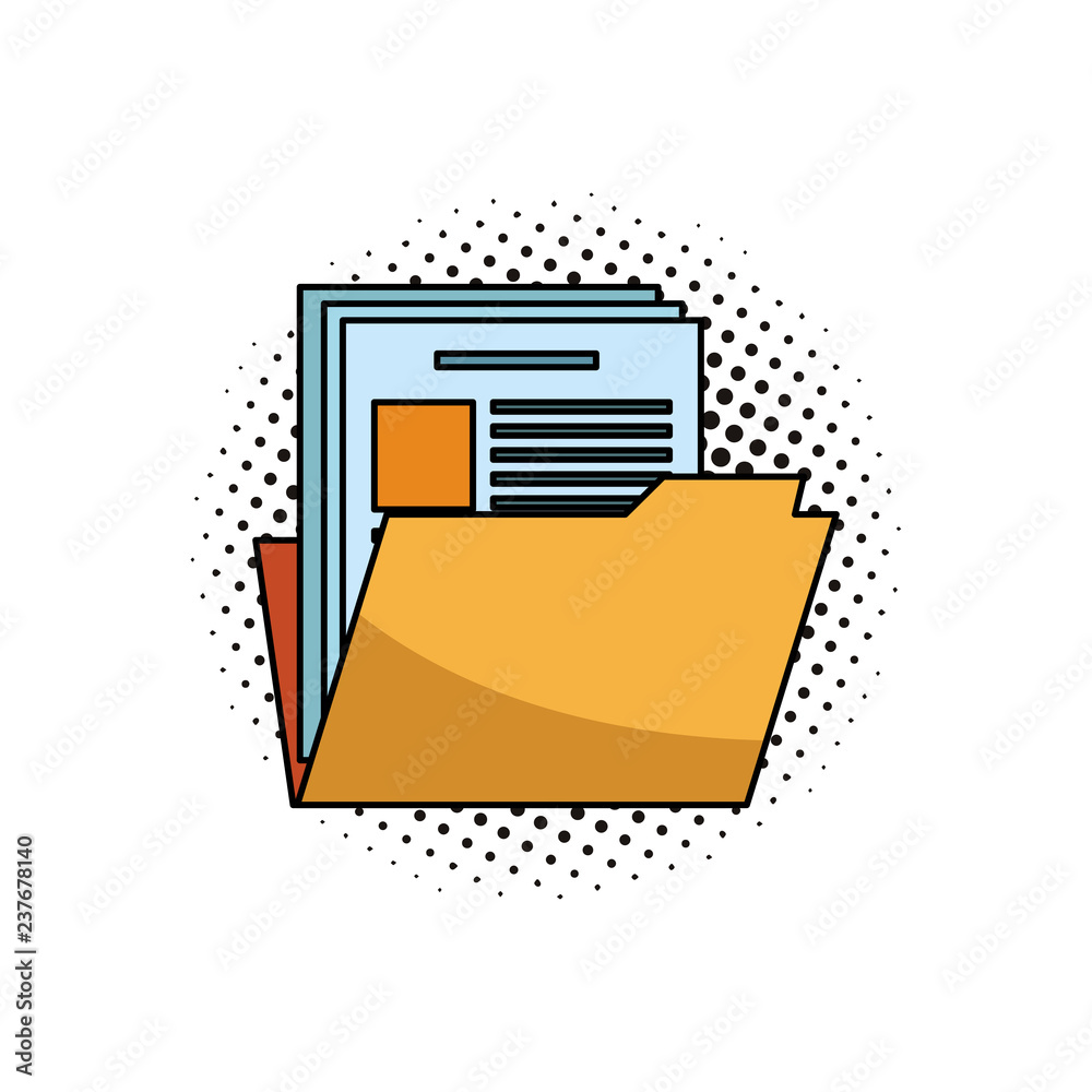 Folder with document symbol pop art Folder with document symbol pop art