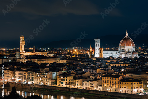 A night view from Piazzale Michelangelo in Florence  Italy.