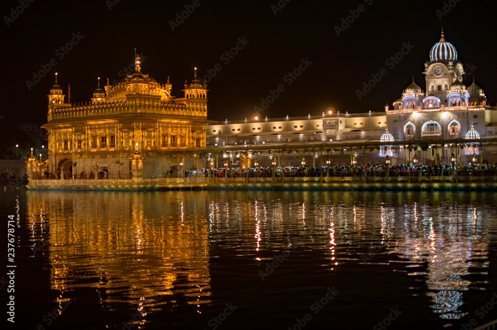 Golden color shows in water of holy pilgrim site Golden color shows in water of holy pilgrim site