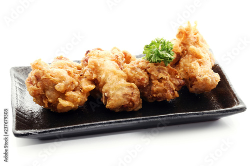 Fried Chicken on Black Plate