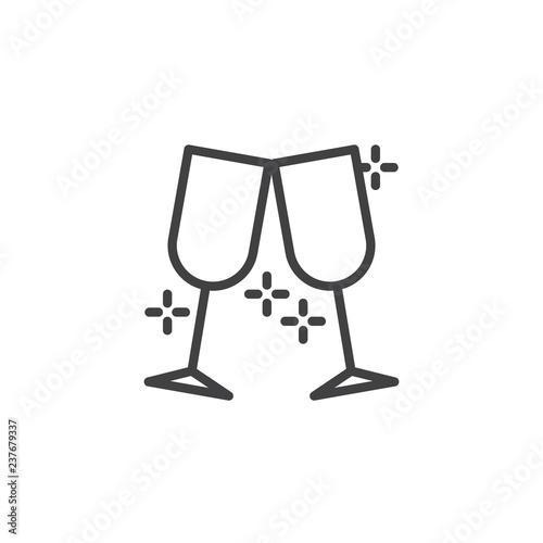 Cheers glasses clink outline icon. linear style sign for mobile concept and web design. Party, champagne toast simple line vector icon. Symbol, logo illustration. Pixel perfect vector graphics © alekseyvanin