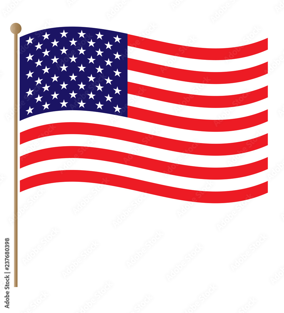 Fototapeta premium United States flowing flag on flagpole patriotic icon