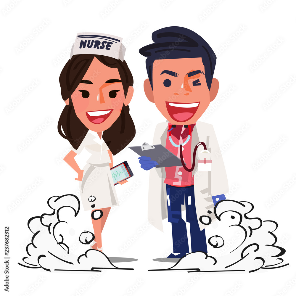 doctor and nurse character design - vector illustration