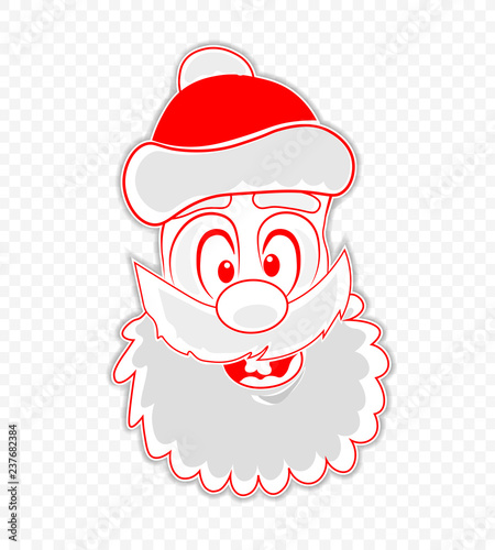 Christmas drawing of a funny, funny face of Santa Claus