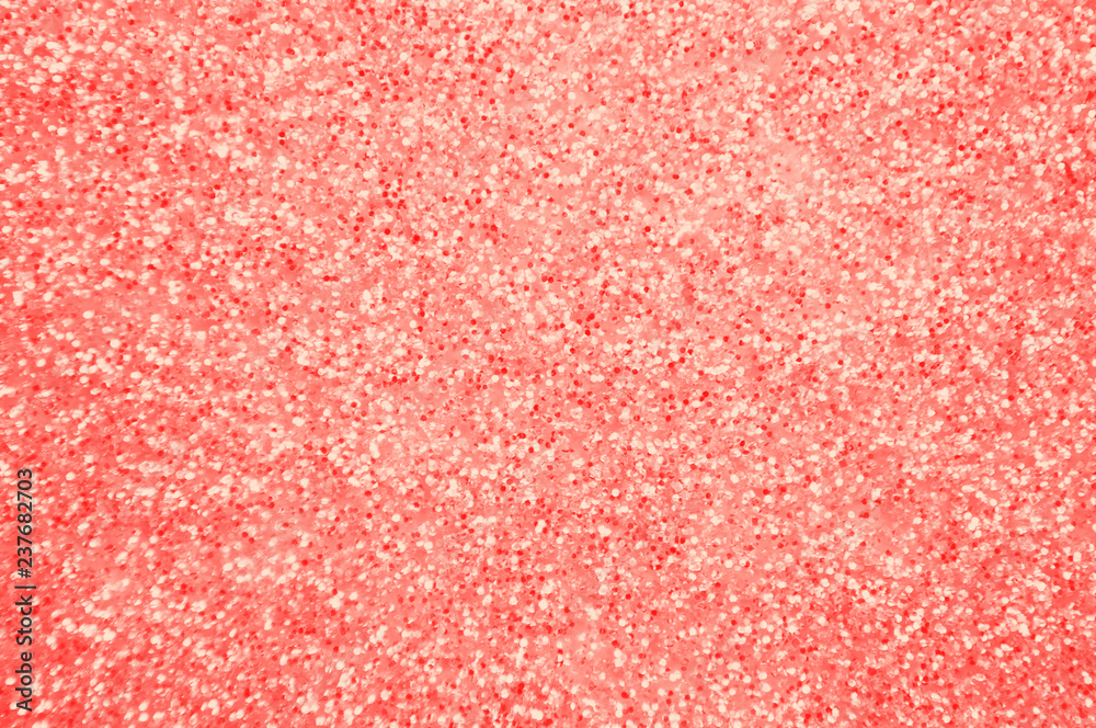 Fototapeta premium Living coral glittery shimmering background with blinking details. Color of the year 2019 concept.