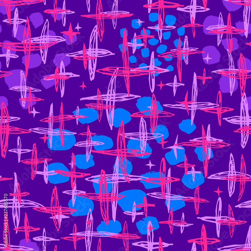 Seamless vector colorful brush stroke pattern. Trendy colors fashion fabric, cover, textile, geometric background design. Hand drawn vector illustration.