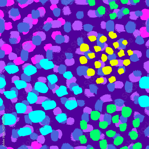 Seamless vector colorful brush stroke pattern. Trendy colors fashion fabric, cover, textile, abstract background design. Hand drawn vector illustration.