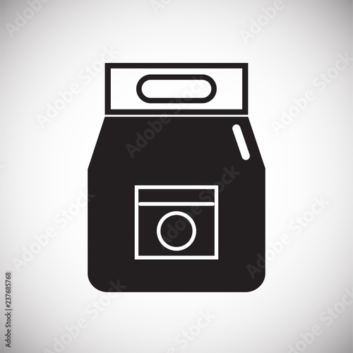 automatic washing machine powder icon on white background for graphic and web design, Modern simple vector sign. Internet concept. Trendy symbol for website design web button or mobile app