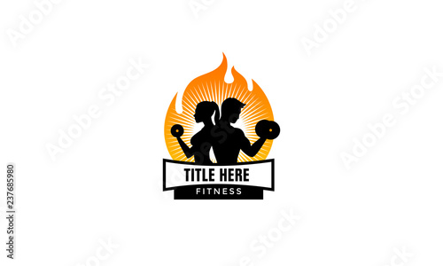 Fire fitness logo - burn workout vector