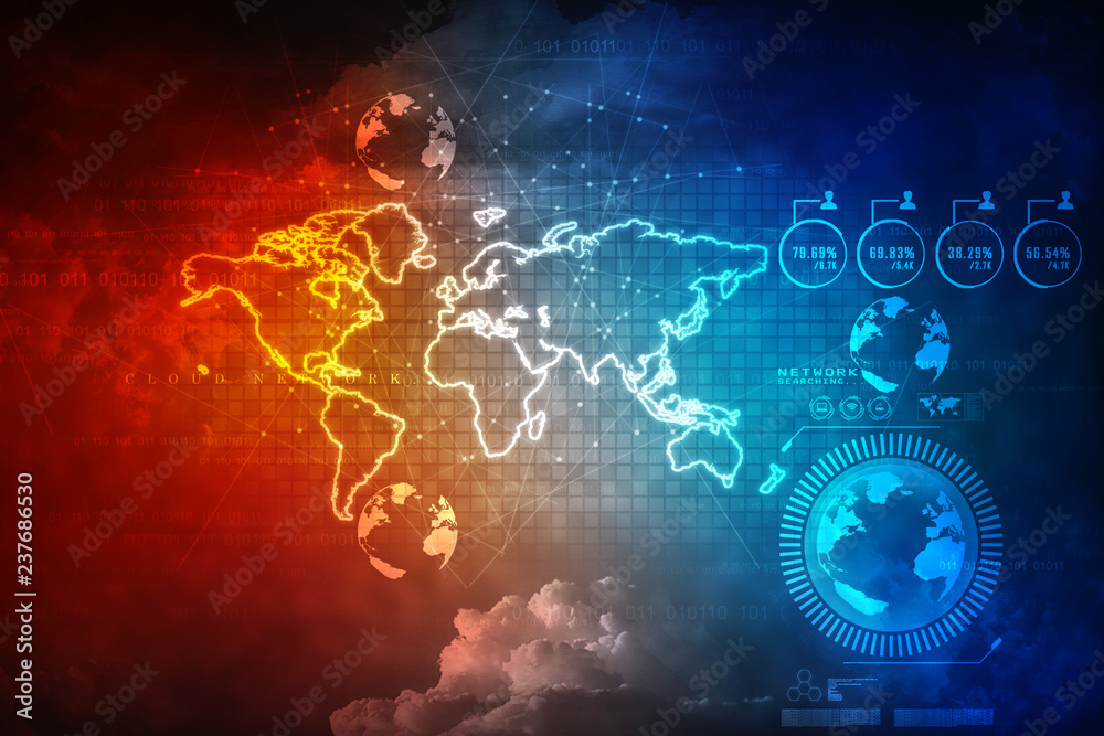2d illustration world map abstract background