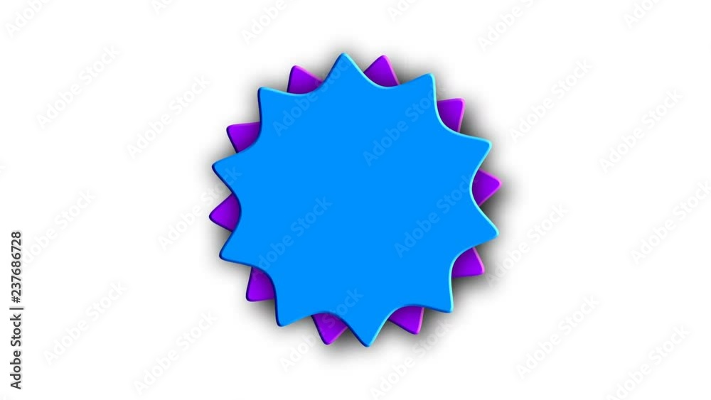 Abstract sticker with two gears on white, 3d rendering computer generated background