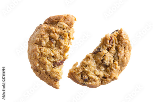 Obraz na płótnie Oatmeal raisin cookies broken