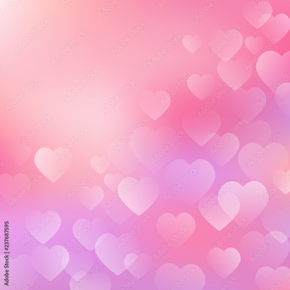Valentines Day Background with hearts on pink background. Vector hearts design for your cards