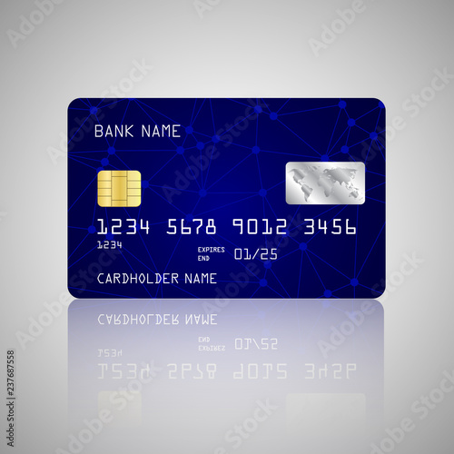 Vector credit card with net and dots on blue background. Vector illustration design