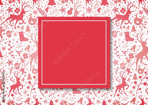 Design of Christmas card layout with wishes and ornaments. Vector.