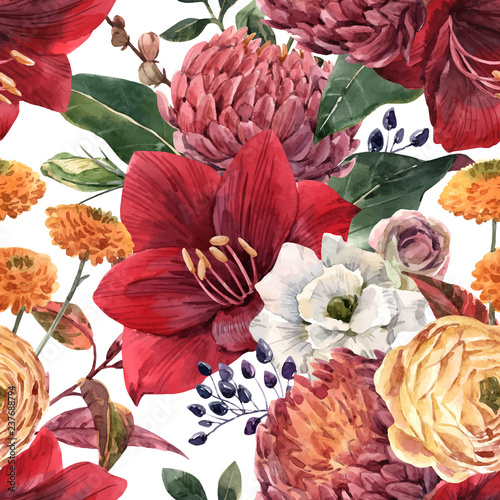 Watercolor floral vector pattern