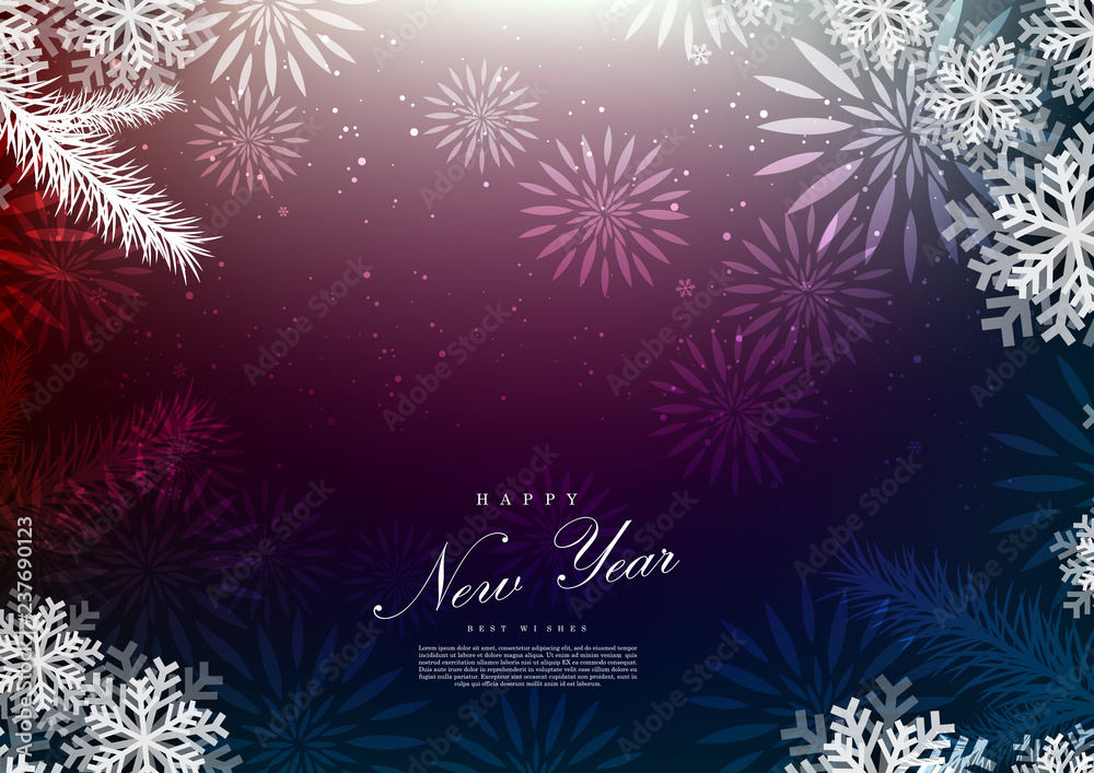 Happy new year firework decoration background template vector