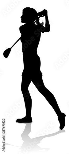 A female golfer sports person playing golf 
