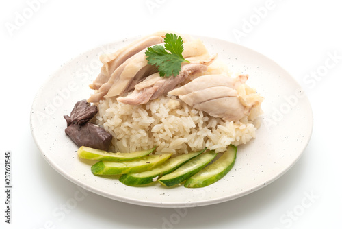 Hainanese chicken rice or steamed chicken rice