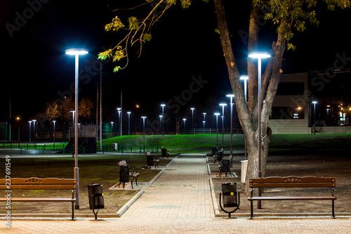 Fototapeta Naklejka Na Ścianę i Meble -  public Park infrastructure, night lighting