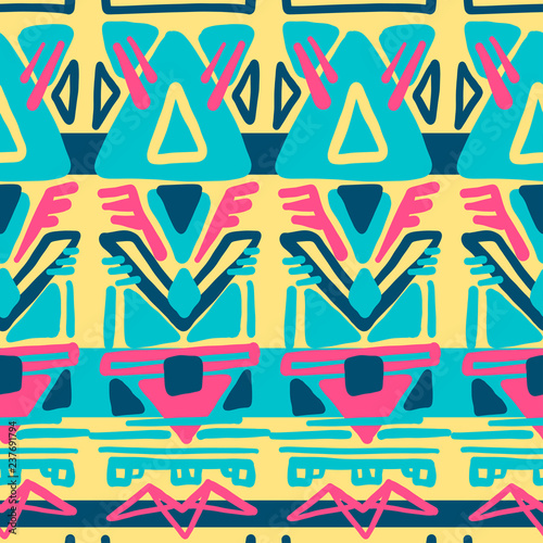Abstract Ikat and boho style handcraft fabric pattern. Traditional Ethnic design for clothing and textile background, carpet or wallpaper