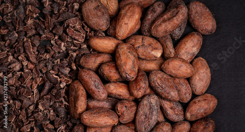 Cacao crushed beans like background photo