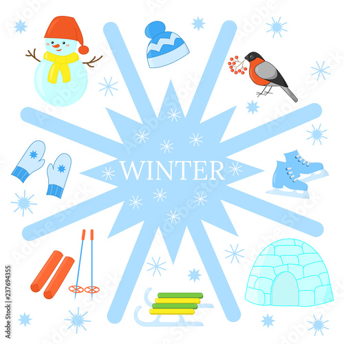Vector set of winter games in the Christmas holidays