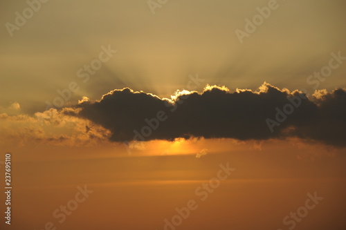 sunset in the fog
