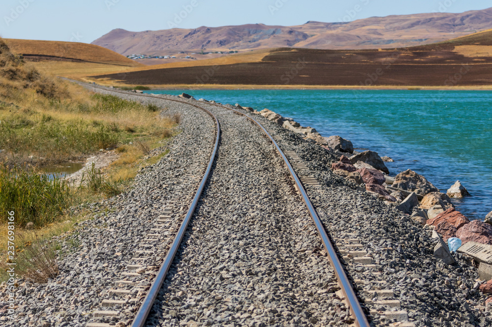 Lake Van, Turkey - on the high plain between Ararat, Iraq and Iran, an amazing display of nature and colors, and railways that seem to lead to nowhere